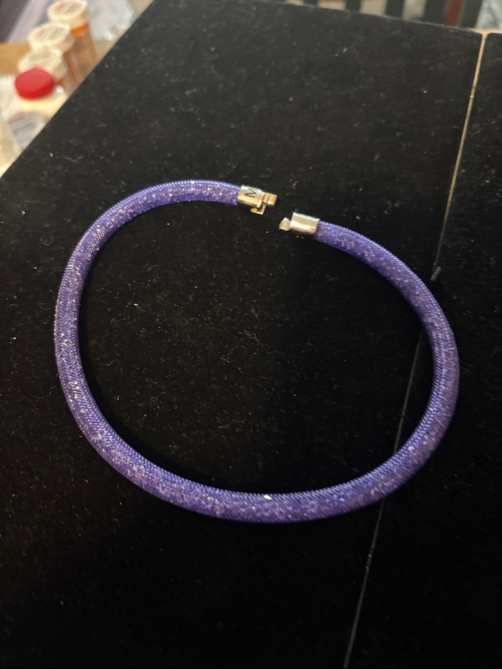 Swarovski Violet Glitter Tube Necklace/bracelet with Silver Clasp